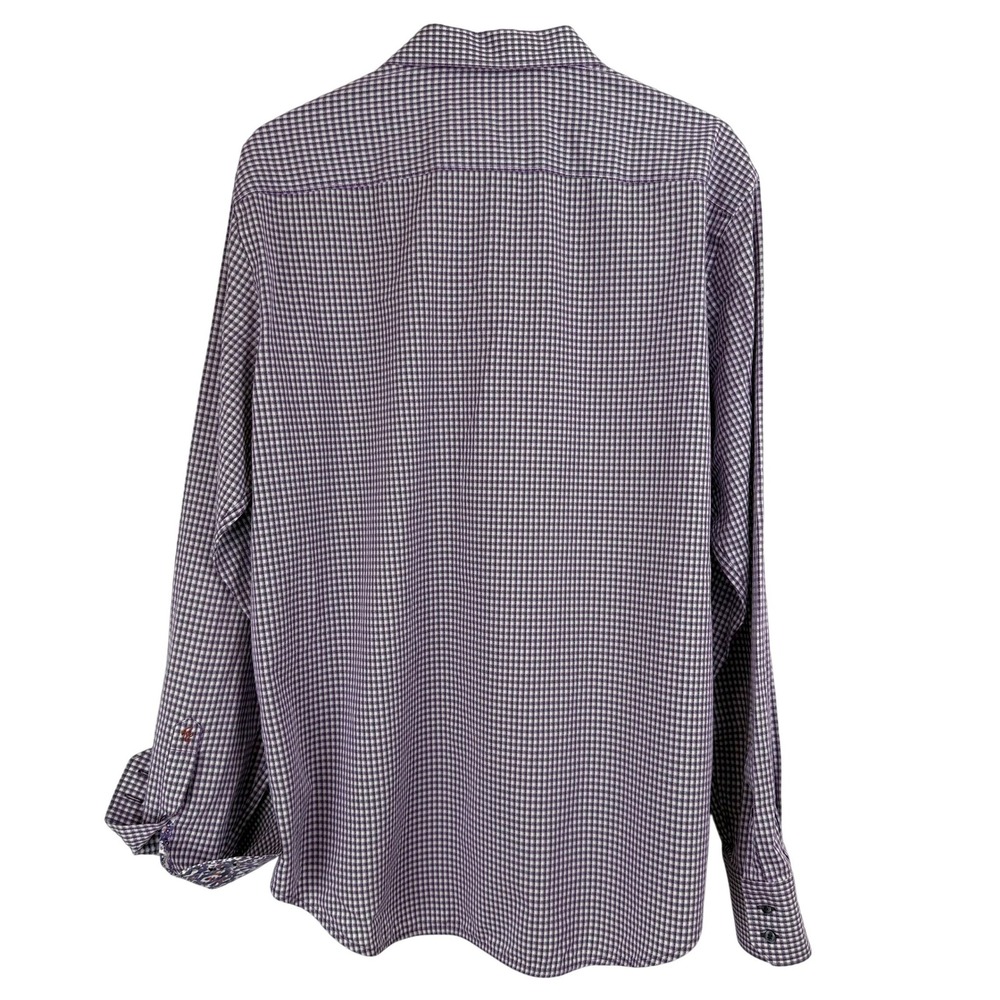 Robert Graham Men XL Classic Egyptian Cotton Button Down FLIP CUFF PURPLE CHECK - Picture 8 of 11